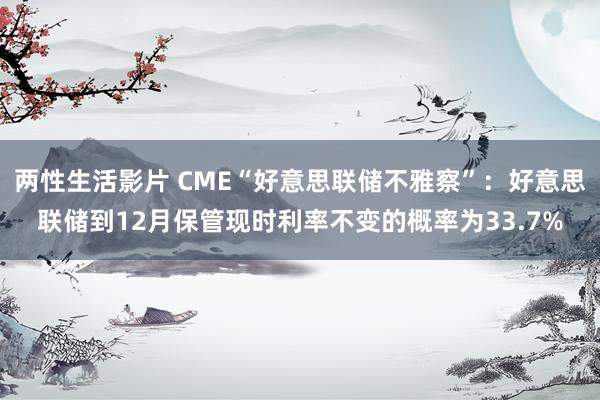 两性生活影片 CME“好意思联储不雅察”：好意思联储到12月保管现时利率不变的概率为33.7%