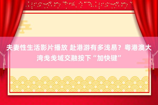 夫妻性生活影片播放 赴港游有多浅易？粤港澳大湾戋戋域交融按下“加快键”