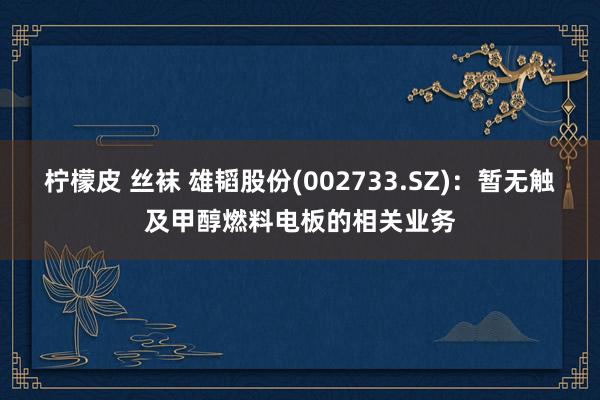 柠檬皮 丝袜 雄韬股份(002733.SZ)：暂无触及甲醇燃料电板的相关业务