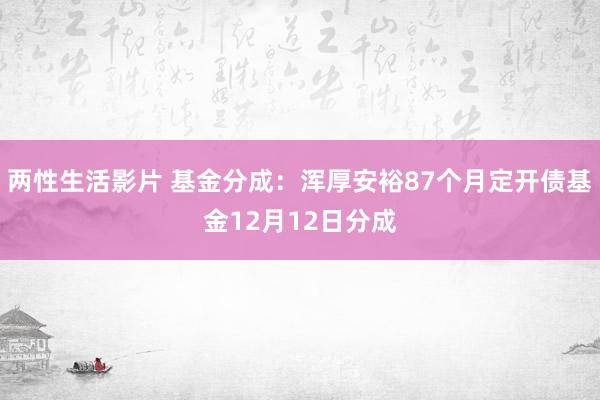 两性生活影片 基金分成：浑厚安裕87个月定开债基金12月12日分成