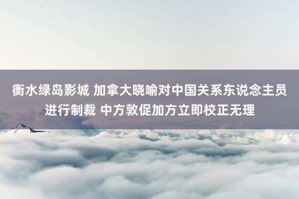衡水绿岛影城 加拿大晓喻对中国关系东说念主员进行制裁 中方敦促加方立即校正无理