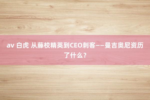 av 白虎 从藤校精英到CEO刺客——曼吉奥尼资历了什么？