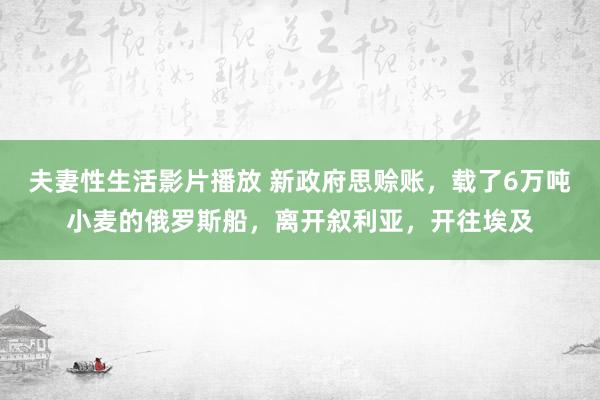 夫妻性生活影片播放 新政府思赊账，载了6万吨小麦的俄罗斯船，离开叙利亚，开往埃及