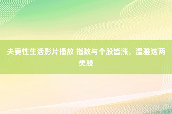 夫妻性生活影片播放 指数与个股皆涨，温雅这两类股