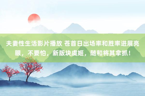 夫妻性生活影片播放 苍首日出场率和胜率进展亮眼，不要怕，新版块虞姬，随和将其拿抓！