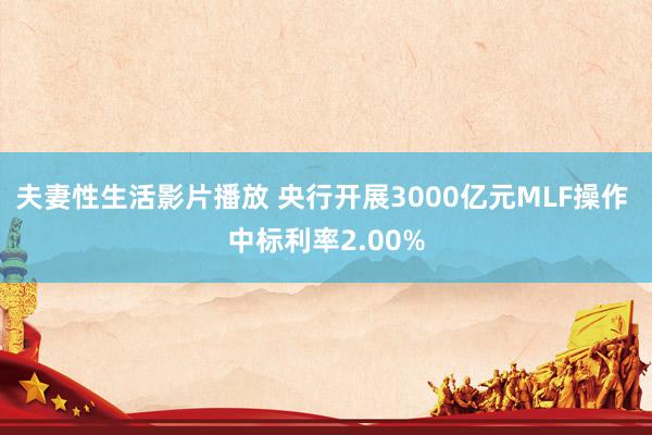 夫妻性生活影片播放 央行开展3000亿元MLF操作 中标利率2.00%