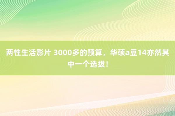 两性生活影片 3000多的预算，华硕a豆14亦然其中一个选拔！