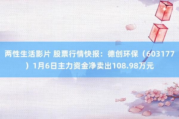 两性生活影片 股票行情快报：德创环保（603177）1月6日主力资金净卖出108.98万元
