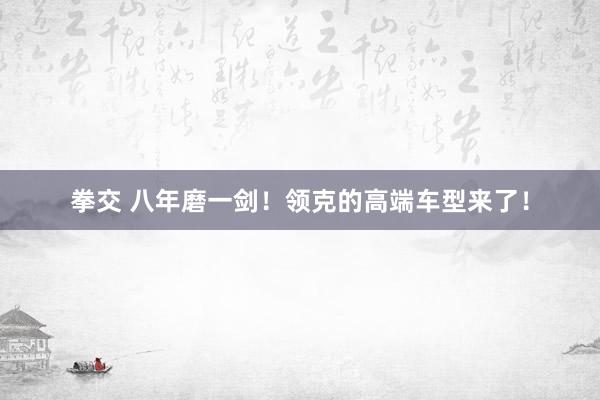 拳交 八年磨一剑！领克的高端车型来了！