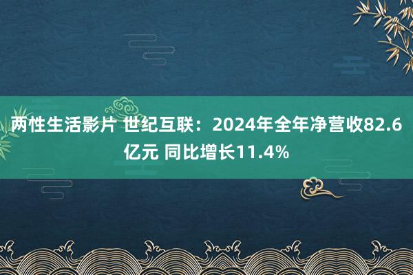 两性生活影片 世纪互联：2024年全年净营收82.6亿元 同比增长11.4%
