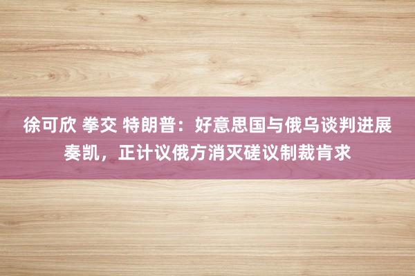 徐可欣 拳交 特朗普：好意思国与俄乌谈判进展奏凯，正计议俄方消灭磋议制裁肯求