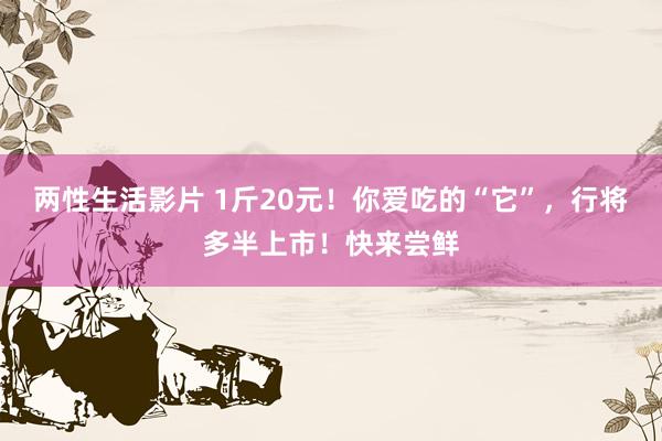 两性生活影片 1斤20元！你爱吃的“它”，行将多半上市！快来尝鲜