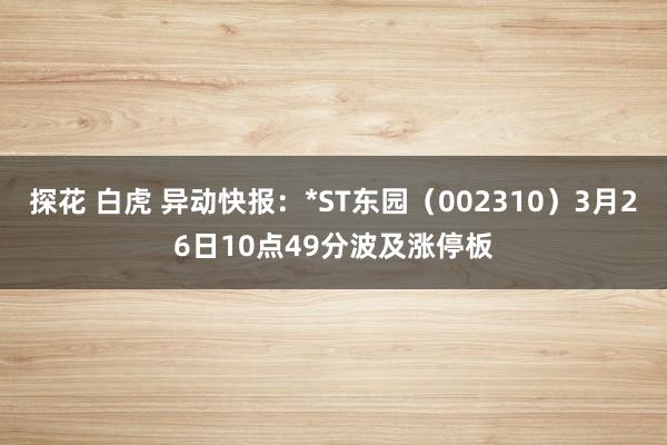 探花 白虎 异动快报：*ST东园（002310）3月26日10点49分波及涨停板