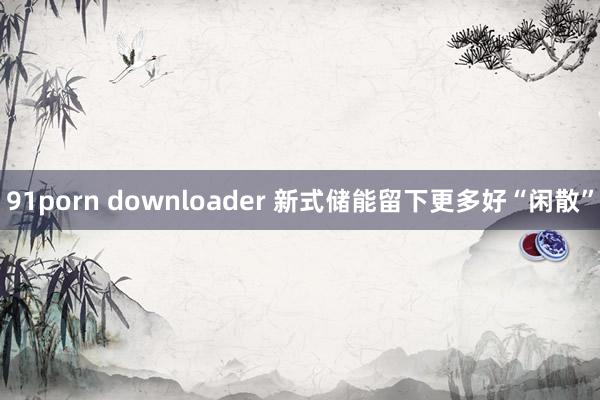 91porn downloader 新式储能留下更多好“闲散”