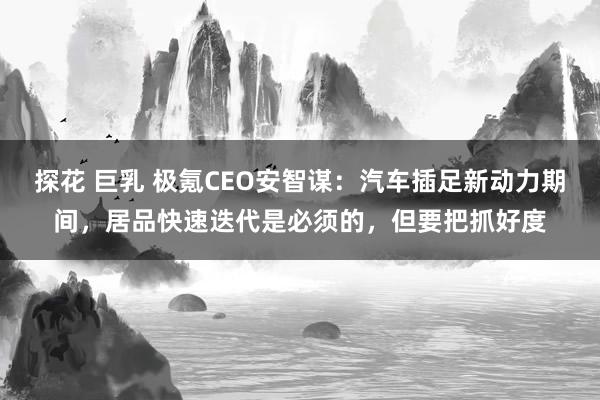 探花 巨乳 极氪CEO安智谋：汽车插足新动力期间，居品快速迭代是必须的，但要把抓好度
