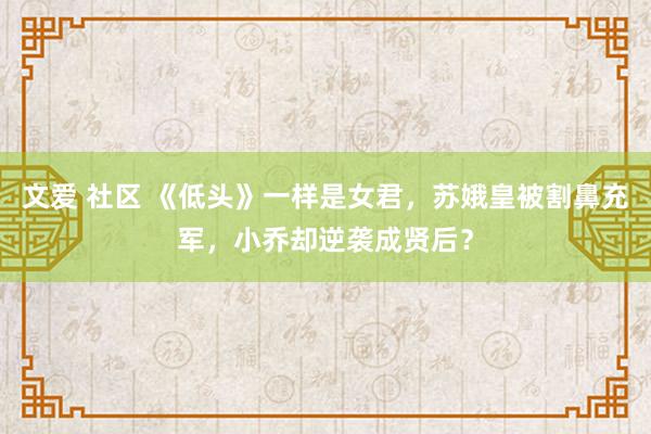 文爱 社区 《低头》一样是女君，苏娥皇被割鼻充军，小乔却逆袭成贤后？